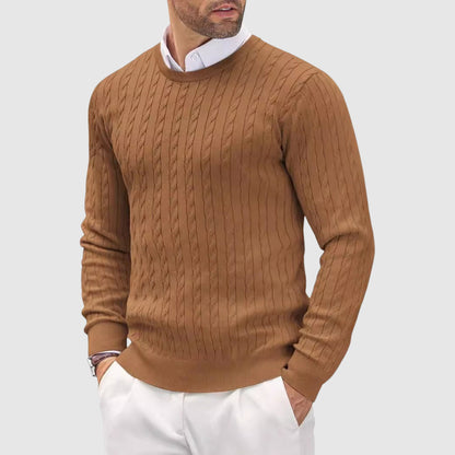 Reuben Slim Fit Sweater | Cable Knit Crewneck Sweater