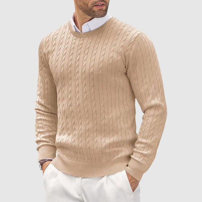 Reuben Slim Fit Sweater | Cable Knit Crewneck Sweater