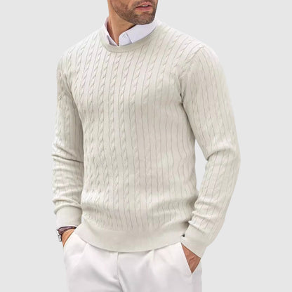 Reuben Slim Fit Sweater | Cable Knit Crewneck Sweater