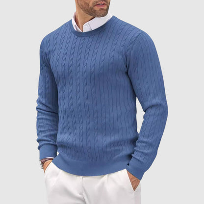 Reuben Slim Fit Sweater | Cable Knit Crewneck Sweater