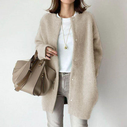 Women's Cardigan – Wool – Oversized Fit – Mid-Length – Buttons – Long Sleeves