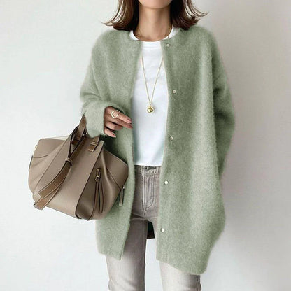 Women's Cardigan – Wool – Oversized Fit – Mid-Length – Buttons – Long Sleeves