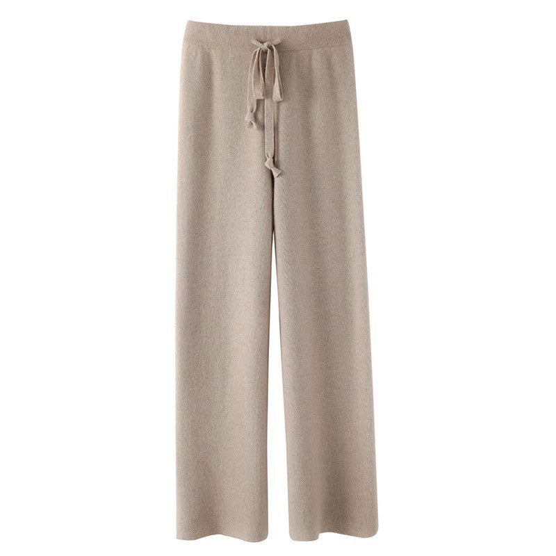 Viola Relaxed Fit Knitted Pants | Drawstring Waist Knitted Pants