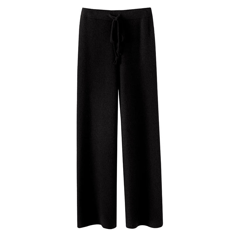 Viola Relaxed Fit Knitted Pants | Drawstring Waist Knitted Pants