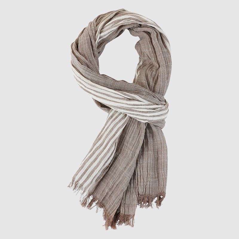 Bianca Fringe Scarf | Striped Crinkled Scarf