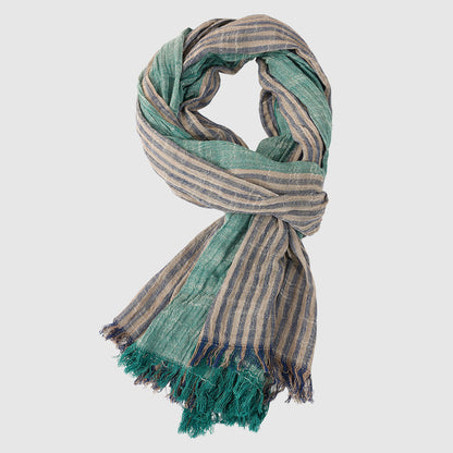 Bianca Fringe Scarf | Striped Crinkled Scarf