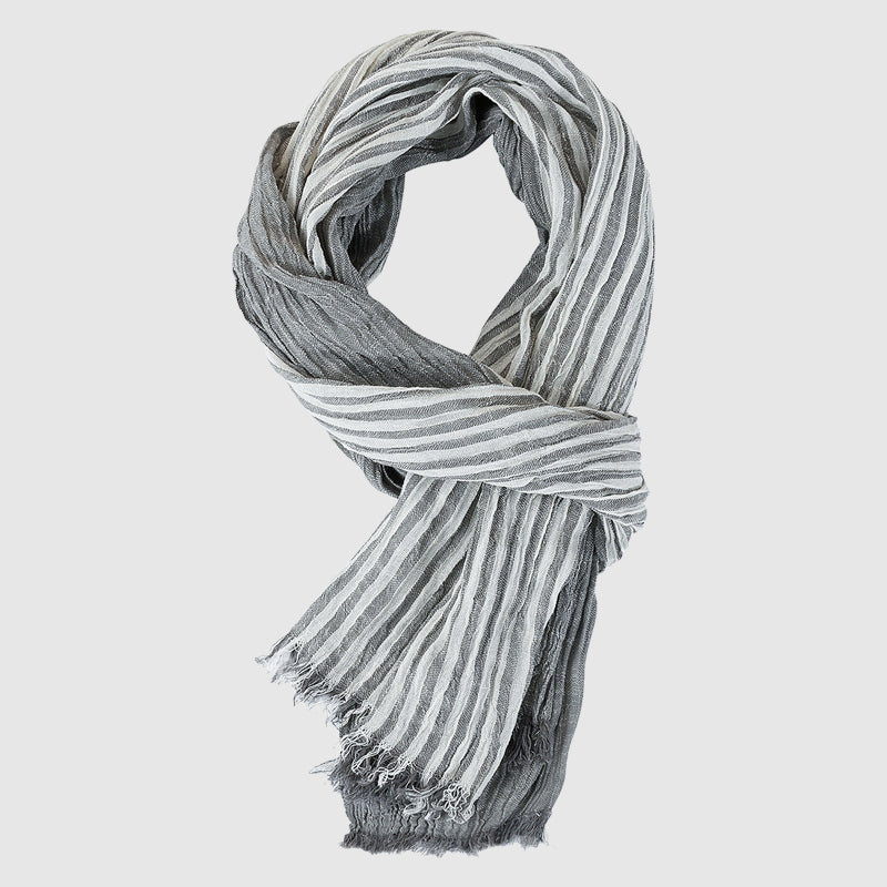 Bianca Fringe Scarf | Striped Crinkled Scarf