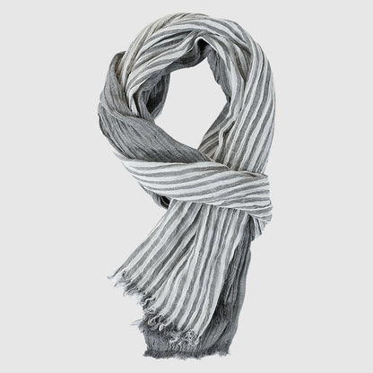 Bianca Fringe Scarf | Striped Crinkled Scarf