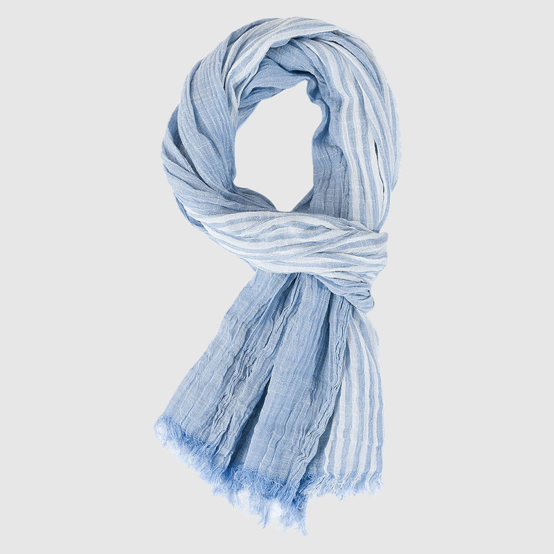 Bianca Fringe Scarf | Striped Crinkled Scarf