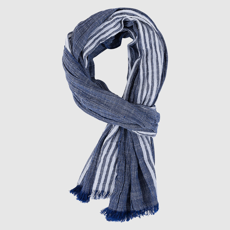 Bianca Fringe Scarf | Striped Crinkled Scarf