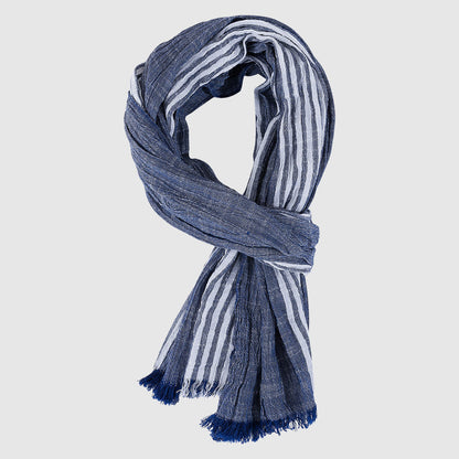 Bianca Fringe Scarf | Striped Crinkled Scarf