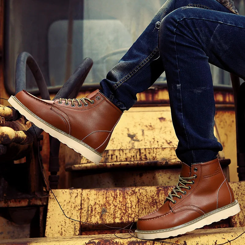 Elegante og slitesterke Rugged Retro Short Boots i lær for moderne menn