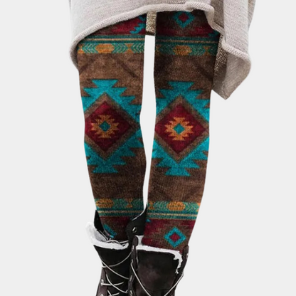 Women's Leggings – Tight Fit – Soft and Breathable Knit – Geometric Pattern – Full Length