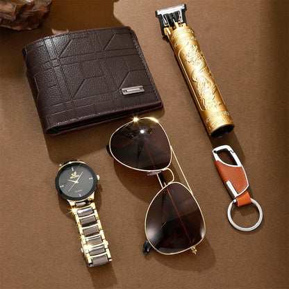 Samuel Outfit Set | Aviator Sunglasses Leather Wallet Set