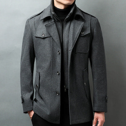 Men's Jacket – Structured Fit – Wool Blend – Button Closure – Epaulettes
