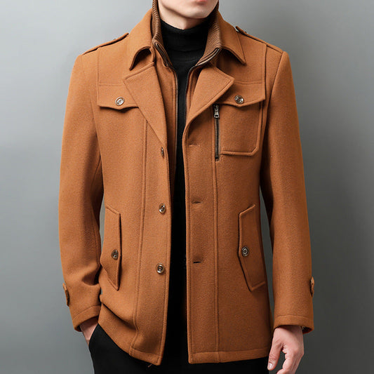 Men's Jacket – Structured Fit – Wool Blend – Button Closure – Epaulettes