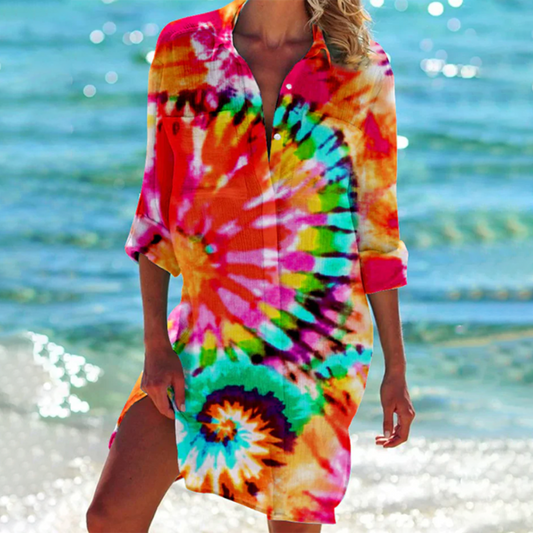 Women's Shirt Dress - Light and Breathable - Knee-Length - Relaxed Fit - With Buttons