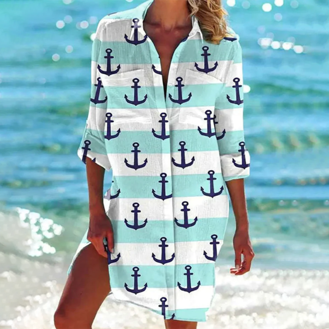 Women's Shirt Dress - Light and Breathable - Knee-Length - Relaxed Fit - With Buttons
