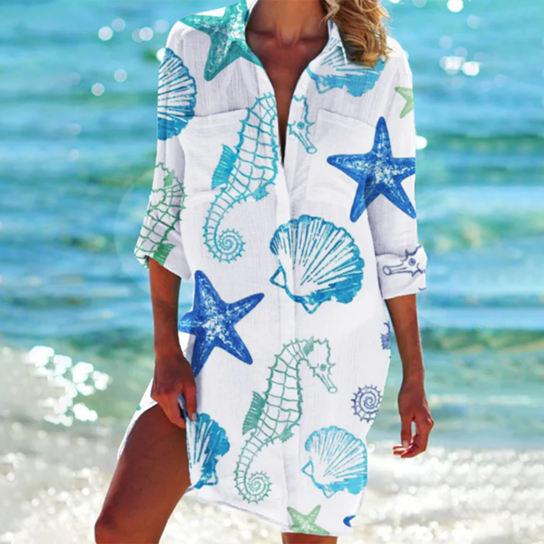 Women's Shirt Dress - Light and Breathable - Knee-Length - Relaxed Fit - With Buttons
