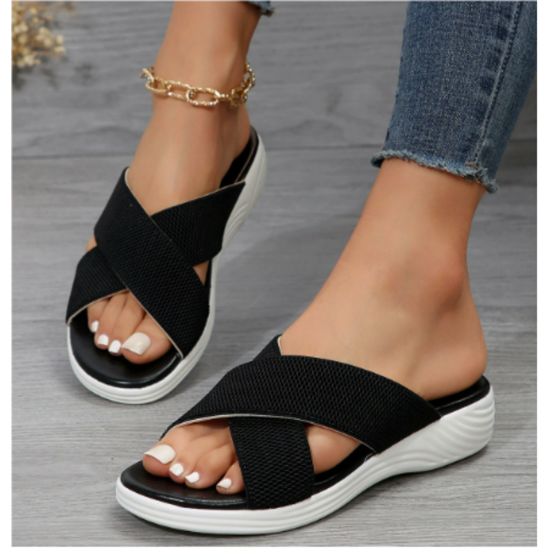 Women's Sandals – Open Toe – Elastic Straps – Padded Sole – Comfortable Fit