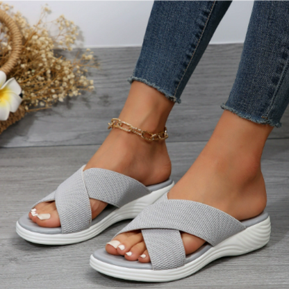 Women's Sandals – Open Toe – Elastic Straps – Padded Sole – Comfortable Fit