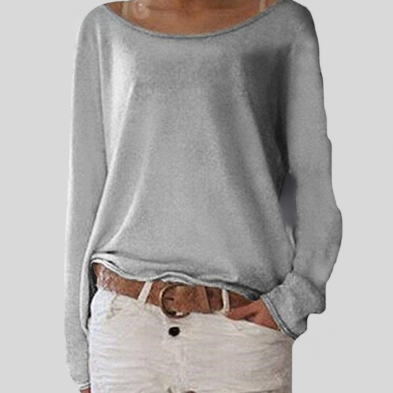 Dame Genser – Oversized Passform – Myk Lett Strikk – Off-Shoulder Hals