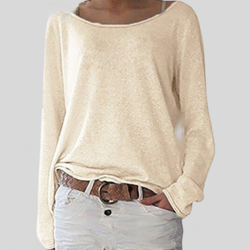 Dame Genser – Oversized Passform – Myk Lett Strikk – Off-Shoulder Hals