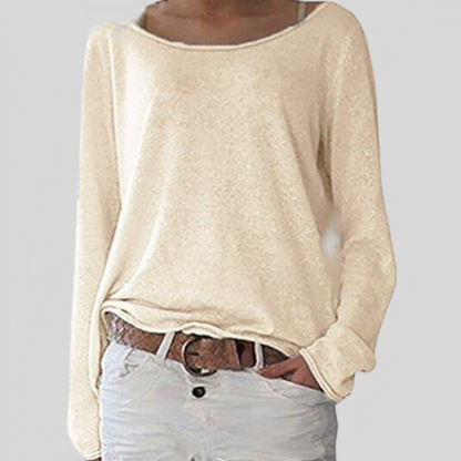 Dame Genser – Oversized Passform – Myk Lett Strikk – Off-Shoulder Hals