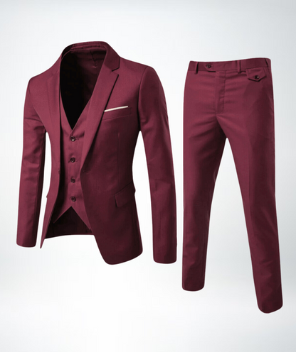 Men's Suit – Slim Fit – Wool Blend – Notch Lapel – Three-piece Formal Outfit