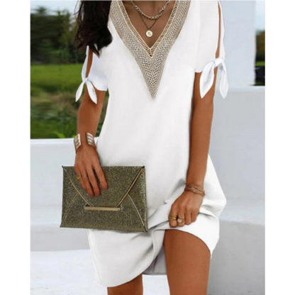 Dress for Women – Tunic Style – Relaxed Fit – V-Neck with Mesh Detail – Breathable Fabric