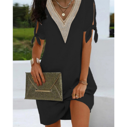 Dress for Women – Tunic Style – Relaxed Fit – V-Neck with Mesh Detail – Breathable Fabric
