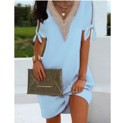 Dress for Women – Tunic Style – Relaxed Fit – V-Neck with Mesh Detail – Breathable Fabric