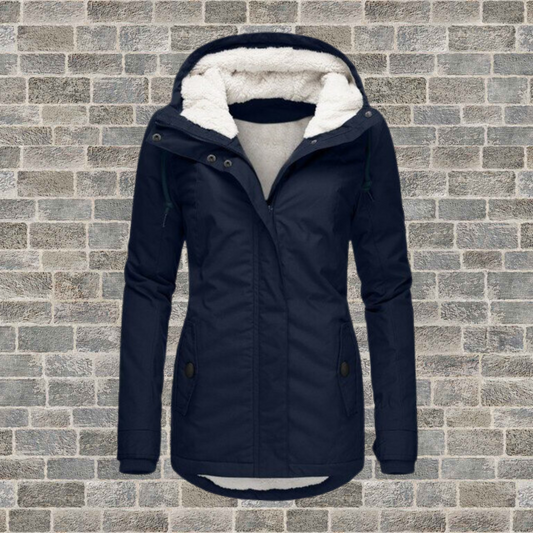 Women's Parka Jacket - Windproof and Water-Repellent - Detachable Hood with Faux Fur - Lined