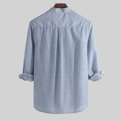 Men's Kurta – Relaxed Fit – Natural Fibers – Half Button – Striped – Long Sleeve