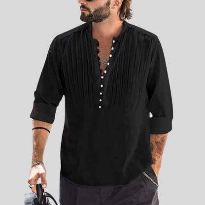 Fabian - Elegant summer shirt with V-neck and button closure