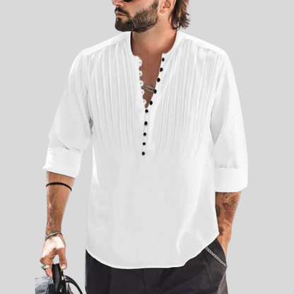 Fabian - Elegant summer shirt with V-neck and button closure