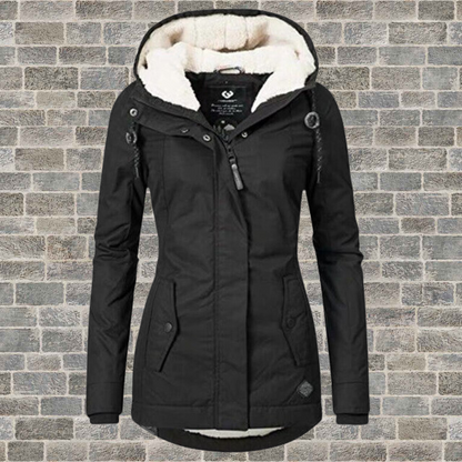 Women's Parka Jacket - Windproof and Water-Repellent - Detachable Hood with Faux Fur - Lined
