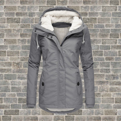 Women's Parka Jacket - Windproof and Water-Repellent - Detachable Hood with Faux Fur - Lined