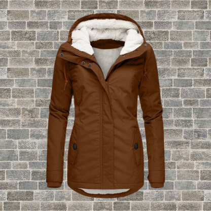 Women's Parka Jacket - Windproof and Water-Repellent - Detachable Hood with Faux Fur - Lined