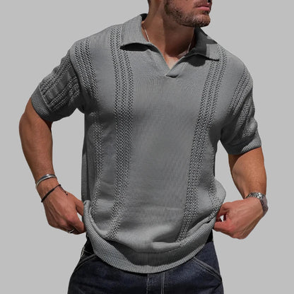 Men's Polo Shirt – Soft Knit – Regular Fit – Cable Structure – Short Sleeve