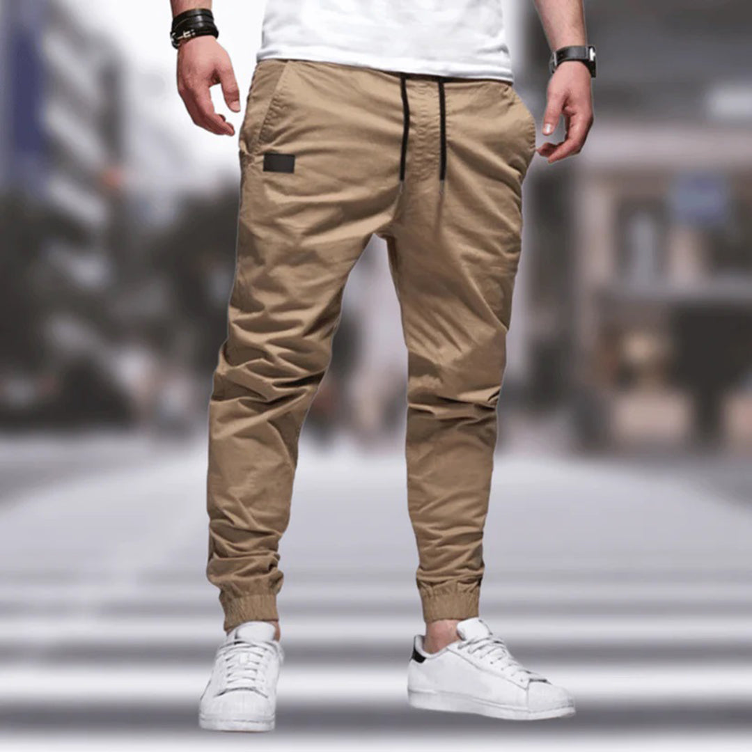 Men's Cargo Pants – Relaxed Fit – Tapered Legs – Cotton Blend – Drawstring Waist