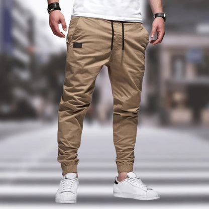 Men's Cargo Pants – Relaxed Fit – Tapered Legs – Cotton Blend – Drawstring Waist