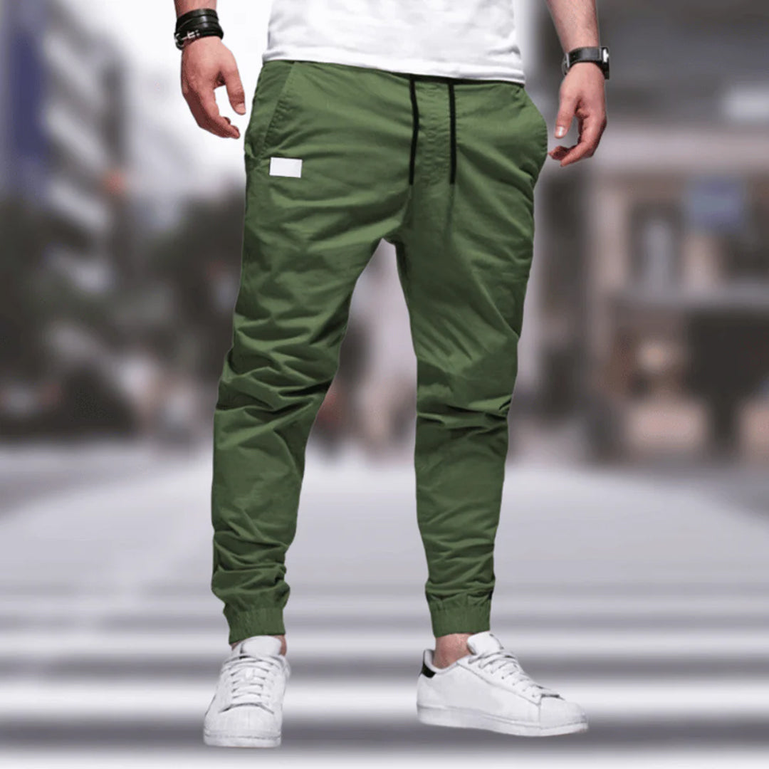 Men's Cargo Pants – Relaxed Fit – Tapered Legs – Cotton Blend – Drawstring Waist
