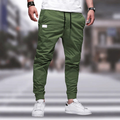 Men's Cargo Pants – Relaxed Fit – Tapered Legs – Cotton Blend – Drawstring Waist
