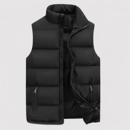 Men's Vest – Padded Quilted – Tailored Fit – Water-Repellent – Zipper Closure