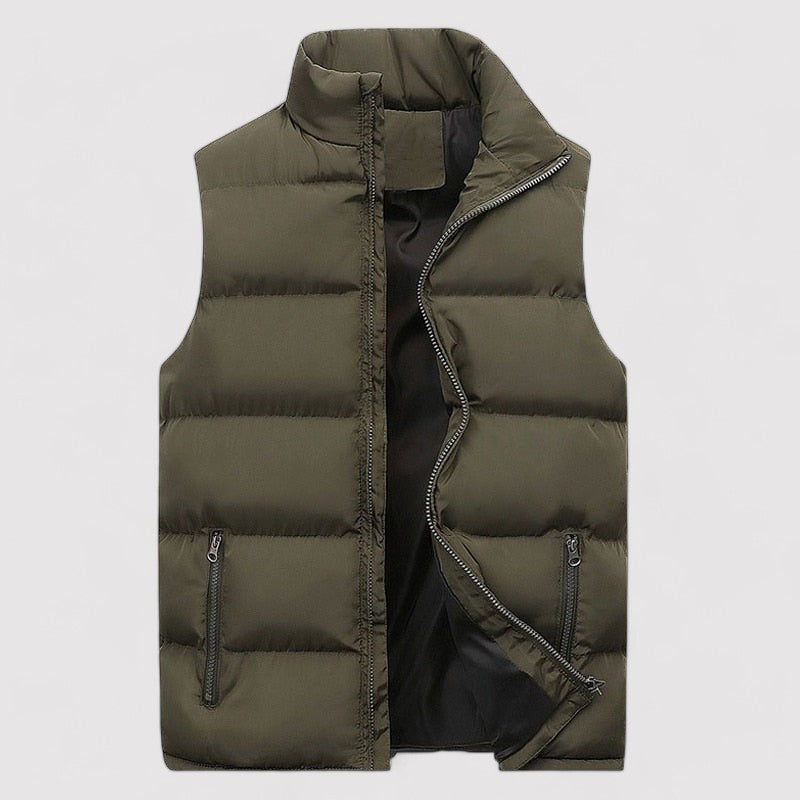 Men's Vest – Padded Quilted – Tailored Fit – Water-Repellent – Zipper Closure