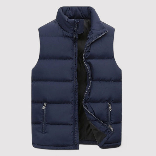 Men's Vest – Padded Quilted – Tailored Fit – Water-Repellent – Zipper Closure