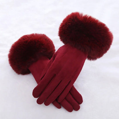 Alessia Snug Fit Gloves | Fur Cuffs Wrist-Length Gloves