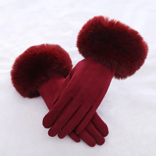 Alessia Snug Fit Gloves | Fur Cuffs Wrist-Length Gloves