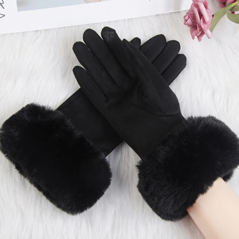 Alessia Snug Fit Gloves | Fur Cuffs Wrist-Length Gloves